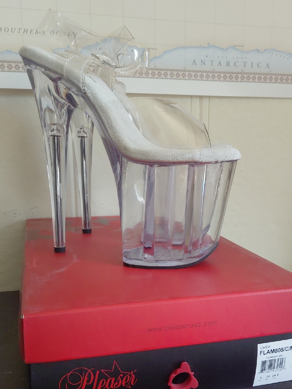 Pleaser Clear Platform Stiletto Mules